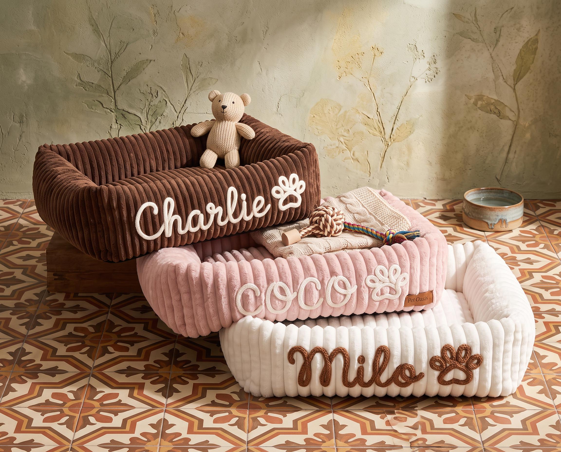 Chenille-Detail Soft Puppy Lounge Bed - Image 10